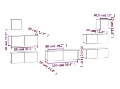 Conjunto de móveis armário buffet TV televisão sala de estar quarto sala de estar 7 peças madeira projetada cinza 02_0025167