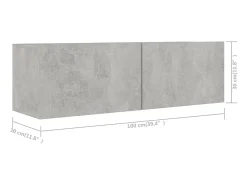 Conjunto de móveis armário aparador tv televisão sala quarto sala 3 peças madeira projetada cinza 02_0024510