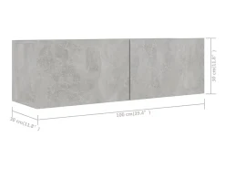 Conjunto de móveis armário buffet tv televisão sala de estar quarto 6 peças madeira projetada cinza 02_0025038