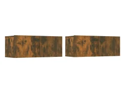 Conjunto de móveis de 6 peças incluindo guarda-roupa aparador móvel para TV sala de estar/quarto sofá carvalho defumado madeira industrializada marrom 02_0025106