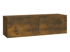 Conjunto de móveis de 6 peças incluindo guarda-roupa aparador móvel para TV sala de estar/quarto sofá carvalho defumado madeira industrializada marrom 02_0025106