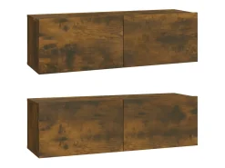 Conjunto de móveis de 4 peças incluindo guarda-roupa aparador móvel para TV sala de estar/quarto sofá carvalho defumado madeira industrializada marrom 02_0024796