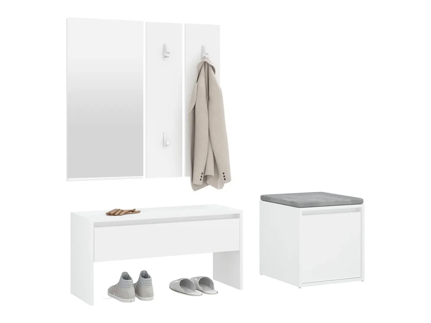 Conjunto de móveis de corredor derivados de madeira branco PT305519