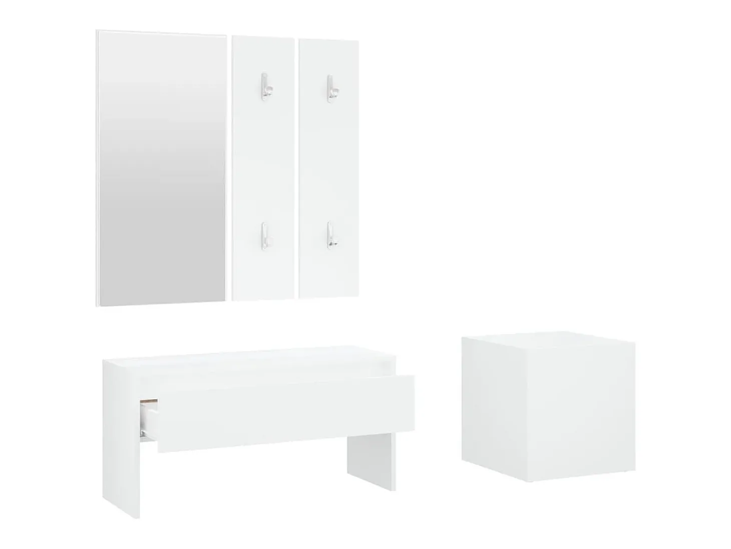 Conjunto de móveis de corredor derivados de madeira branco PT300631