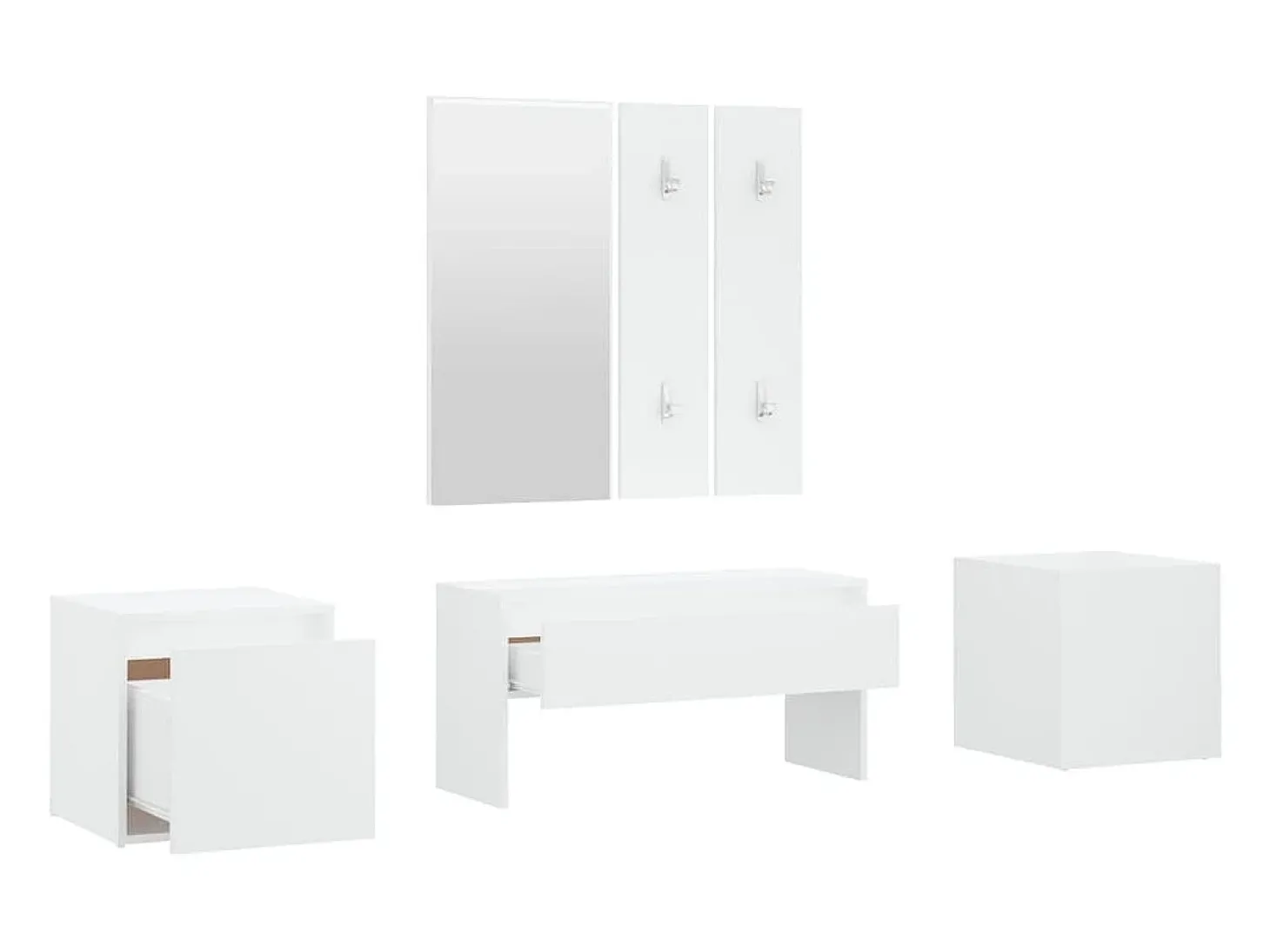 Conjunto de móveis de corredor derivados de madeira branco PT126337