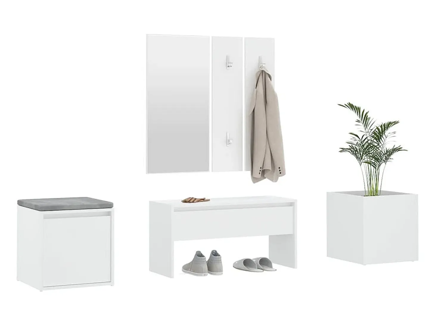 Conjunto de móveis de corredor derivados de madeira branco PT126337