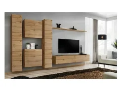 Conjunto de móveis de design para sala de estar SWITCH VI. Cor carvalho Wotan.