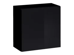 Conjunto de móveis de design para sala de estar SWITCH VI. Cores carvalho e preto com acabamento em carvalho fresado e preto brilhante.
