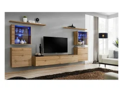 Conjunto de móveis de parede para sala de estar SWITCH XIV, design, cor carvalho Wotan.