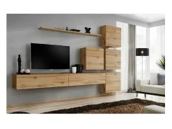 Conjunto de móveis de parede para sala de estar SWITCH IX design, cor carvalho Wotan.