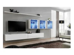 Conjunto de móveis de parede para sala de estar SWITCH XVII, cor branco brilhante.