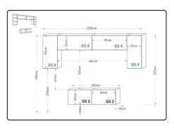 Conjunto de móveis de sala de estar brancos suspensos, coleção CEPTO II, 256cm, 6 portas, 4 prateleiras, leds, modulares.