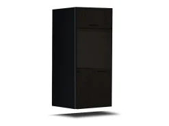Conjunto de móveis de sala de estar preto suspenso coleção CEPTO I 240cm, 8 portas, 6 prateleiras, leds.