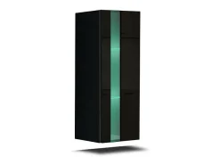 Conjunto de móveis de sala de estar pretos suspensos coleção CEPTO XXIV. 256cm, 8 móveis, LEDs, modulares.