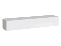 Conjunto de móveis de sala de estar design SWITCH VI. Cores em carvalho e branco com acabamento em carvalho com efeito fresado e branco brilhante.