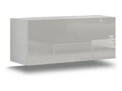 Conjunto de móveis de sala de estar branco suspenso coleção CEPTO XXV. 249cm, 6 móveis, LEDs, modulares.