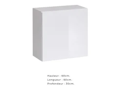 Conjunto de móveis de sala de estar SWITCH V, nas cores branco e carvalho. Acabamentos em branco brilhante e carvalho usinado.