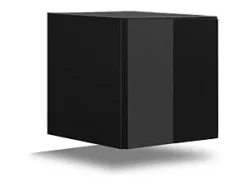 Conjunto de móveis de sala de estar preto e branco suspensos coleção CEPTO XIV. 256cm, 10 móveis, 10 portas, leds.