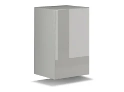 Conjunto de móveis de sala de estar brancos suspensos coleção CEPTO XXIV. 240cm, 8 móveis, leds, modulares.