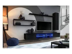 Conjunto de móveis de sala de estar estilo industrial SWITCH M4. Cor preta.