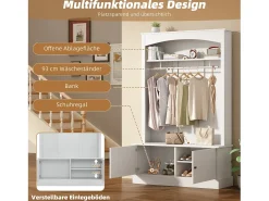 Conjunto de móveis para corredor - 120 x 40 x 190 cm - cabideiro com sapateira + guarda-roupa - Aglomerado - Branco