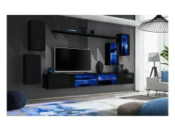 Conjunto de móveis para sala de estar SWITCH XXV, design em cor preto brilhante.