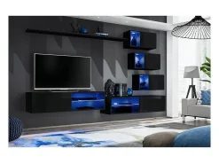 Conjunto de móveis para sala de estar SWITCH XXIV, design em cor preto brilhante.