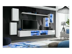 Conjunto de móveis para sala de estar SWITCH XXV, design moderno, na cor branco brilhante.