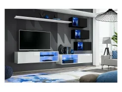 Conjunto de móveis para sala de estar SWITCH XXIV, design em cores branco e preto.
