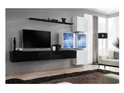Conjunto de móveis para sala de estar SWITCH XIX design, na cor preta e branca brilhante.