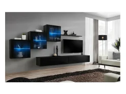 Conjunto de móveis para sala de estar SWITCH XX, design sofisticado, na cor preto brilhante.