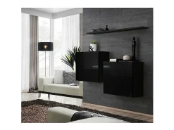 Conjunto de móveis para sala de estar SWITCH SBI design, cor preto brilhante.