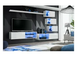 Conjunto de móveis para sala de estar SWITCH XXIV, design moderno na cor branco brilhante.