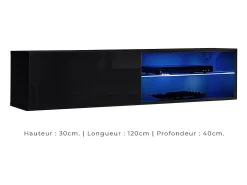 Conjunto de móveis para sala de estar SWITCH XXIV, design, cor preta e carvalho.