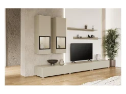 Conjunto de móveis para sala RAMOS – Bege claro – Design contemporâneo sem LED