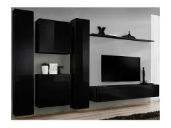 Conjunto de móveis para sala SWITCH VI, design, na cor preto brilhante.