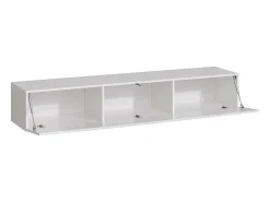 Conjunto de móveis para sala de estar SWITCH V, cores carvalho e branco com acabamentos em carvalho fresado e branco brilhante.