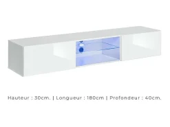 Conjunto de móveis para sala de estar SWITCH XXII, design moderno, na cor branca brilhante.