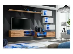 Conjunto de móveis para sala de estar SWITCH XXIV, design em carvalho e branco.