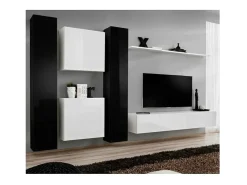 Conjunto de móveis para sala de estar SWITCH VI design, nas cores branco e preto brilhante.