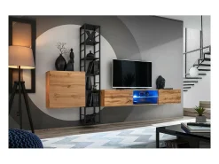 Conjunto de móveis para sala de estar estilo industrial SWITCH M6. Cor carvalho.