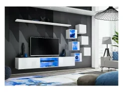 Conjunto de móveis para sala de estar SWITCH XXI, cor branca brilhante.