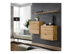 Conjunto de móveis para sala SWITCH SBI design, cor carvalho Wotan.