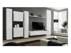 Conjunto de móveis para sala de estar SWITCH VI design, cor branco brilhante.