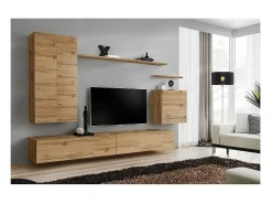 Conjunto de móveis para sala da coleção SWITCH II, design, cor carvalho Wotan.