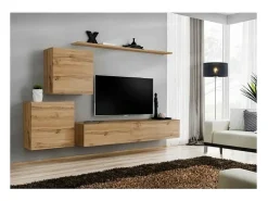 Conjunto de móveis para sala SWITCH V design, cor carvalho Wotan.