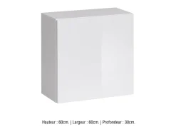 Conjunto de móveis para sala SWITCH III design, cores branco e carvalho Wotan. Acabamentos brilhantes e efeito de carvalho fresado.