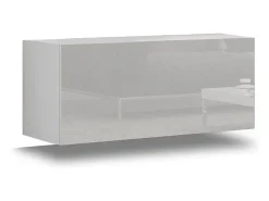 Conjunto de móveis para sala de estar branco e preto da coleção CEPTO XXII. 273cm, 10 peças, LEDs, modulares.