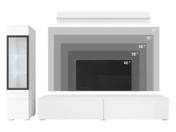 Conjunto de móveis para sala 3 elementos com LED – rack 180 cm, vitrine e prateleira, carvalho Wotan