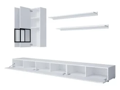 Conjunto de móveis para sala de estar, coleção RAMOS. Cor branca brilhante.